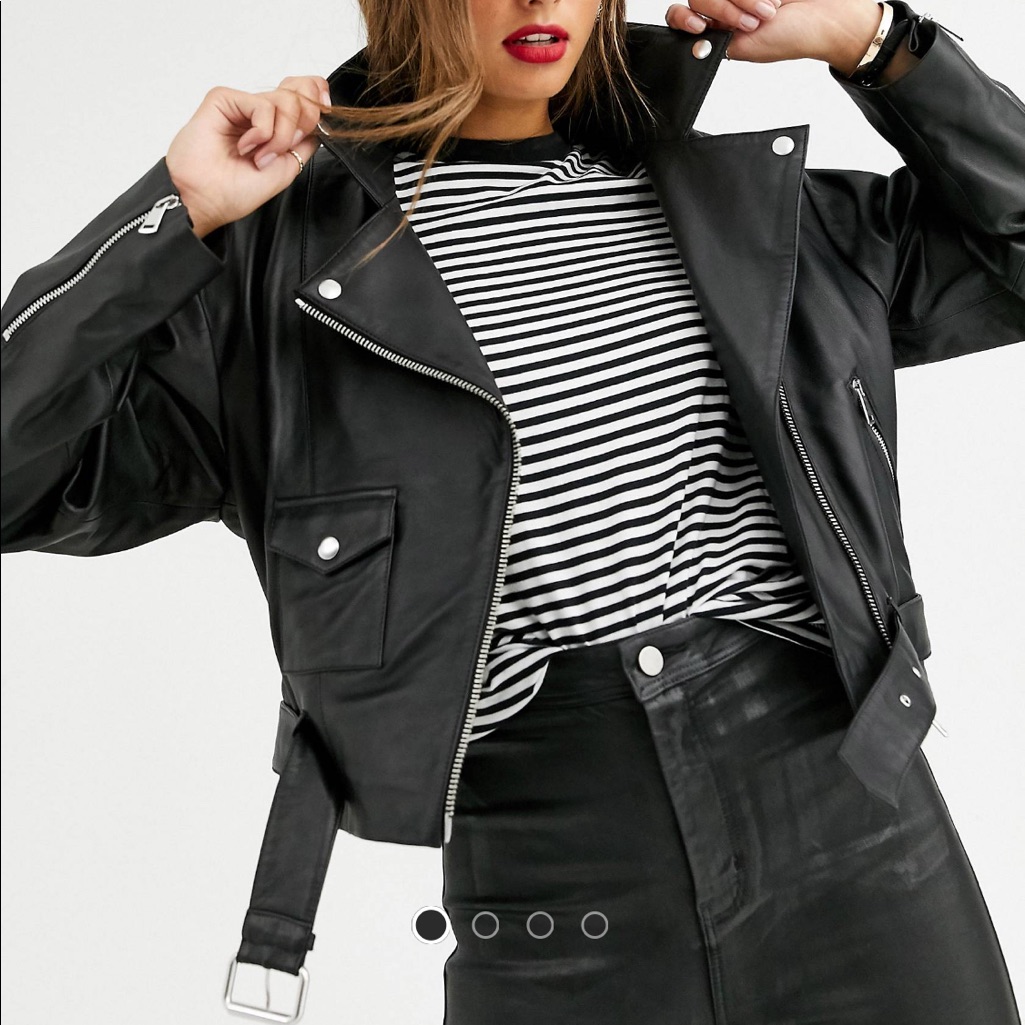 Nwt Lab Leather Dropped Shoulder Biker Jacket